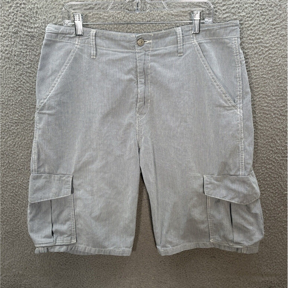 Levis Shorts Mens 34 Blue White Striped Cargo Workwear Grunge Skater Chore Y2K